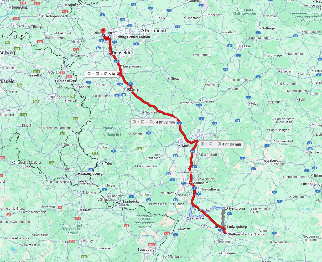 Anreise von Heilbronn Zu Moers Über 