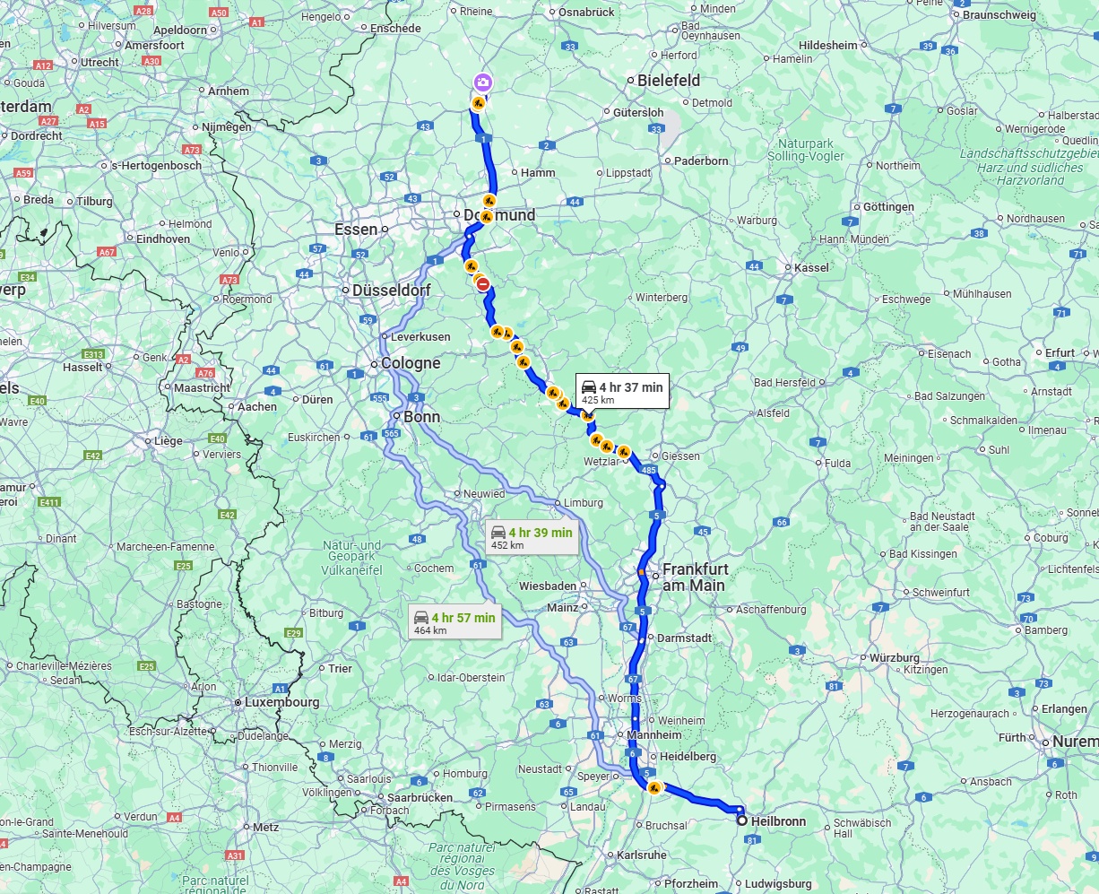 Anreise von Heilbronn Zu Münster Über via A45