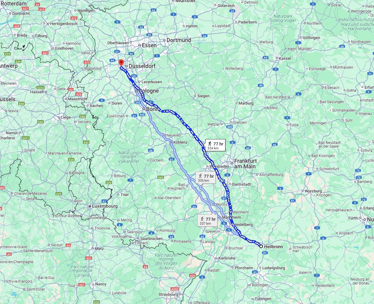 Anreise von Heilbronn Zu Neuss Über 
