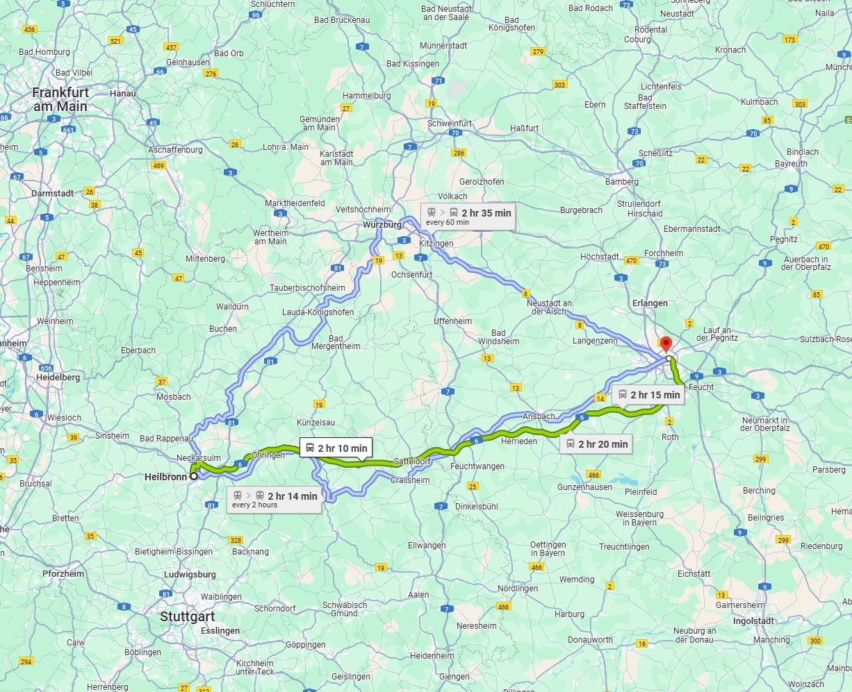 Anreise von Heilbronn Zu Nürnberg Über 