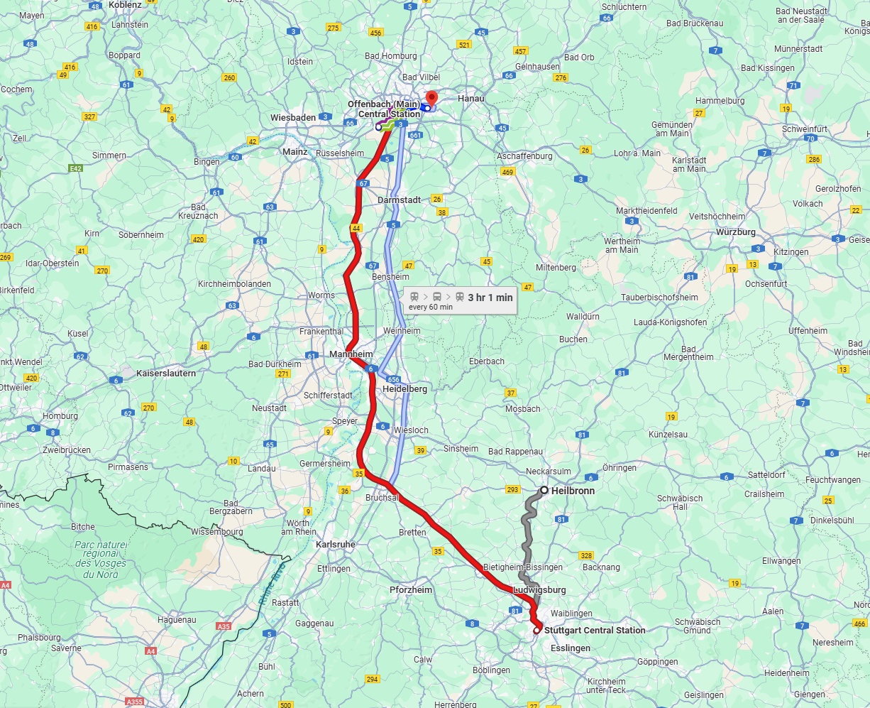 Anreise von Heilbronn Zu Offenbach am Main Über 