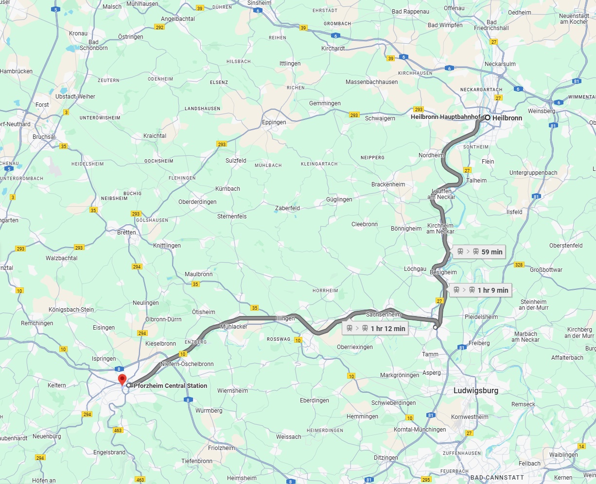 Anreise von Heilbronn Zu Pforzheim Über 