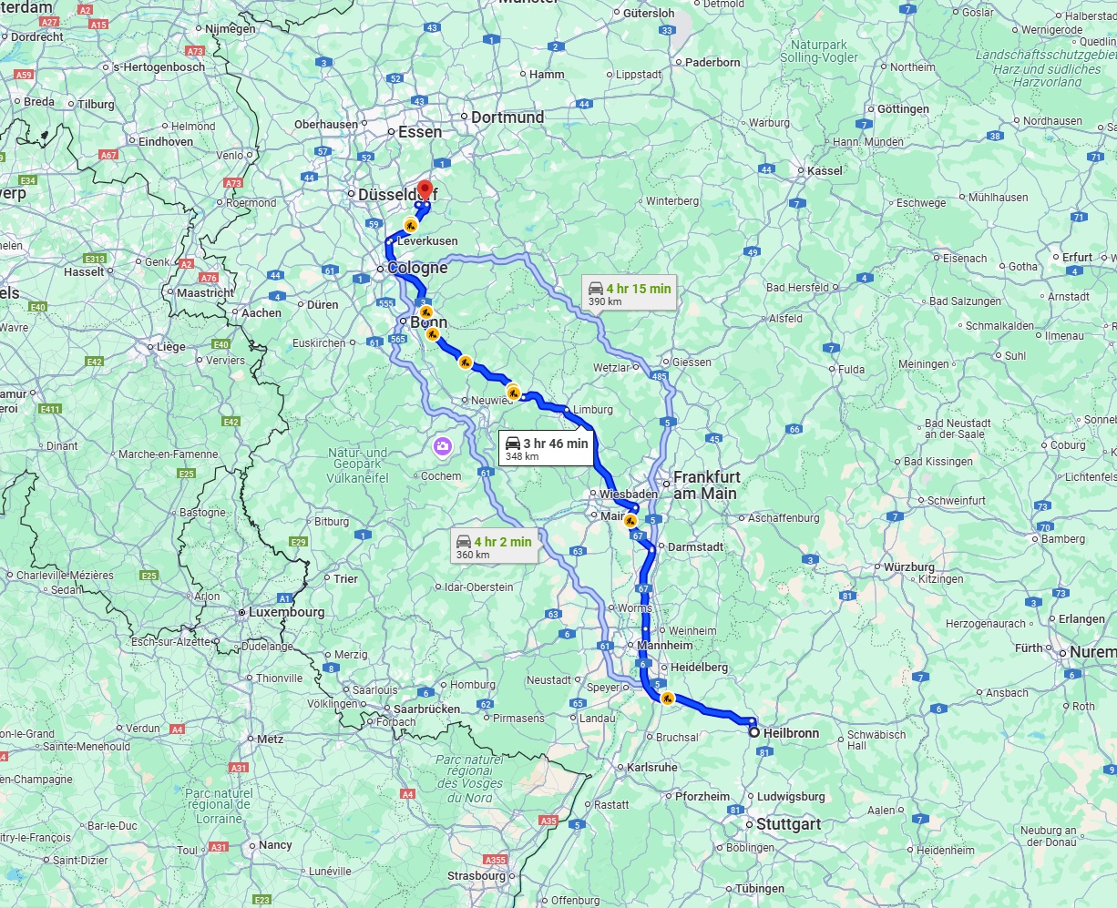 Anreise von Heilbronn Zu Remscheid Über via A3