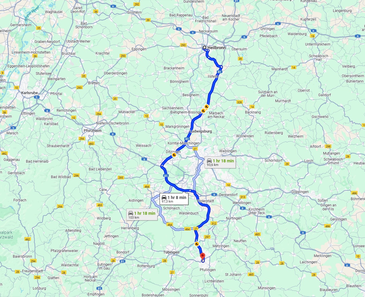 Anreise von Heilbronn Zu Reutlingen Über via A81
