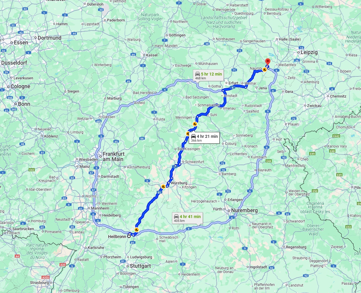 Anreise von Heilbronn Zu Saale Über via A71