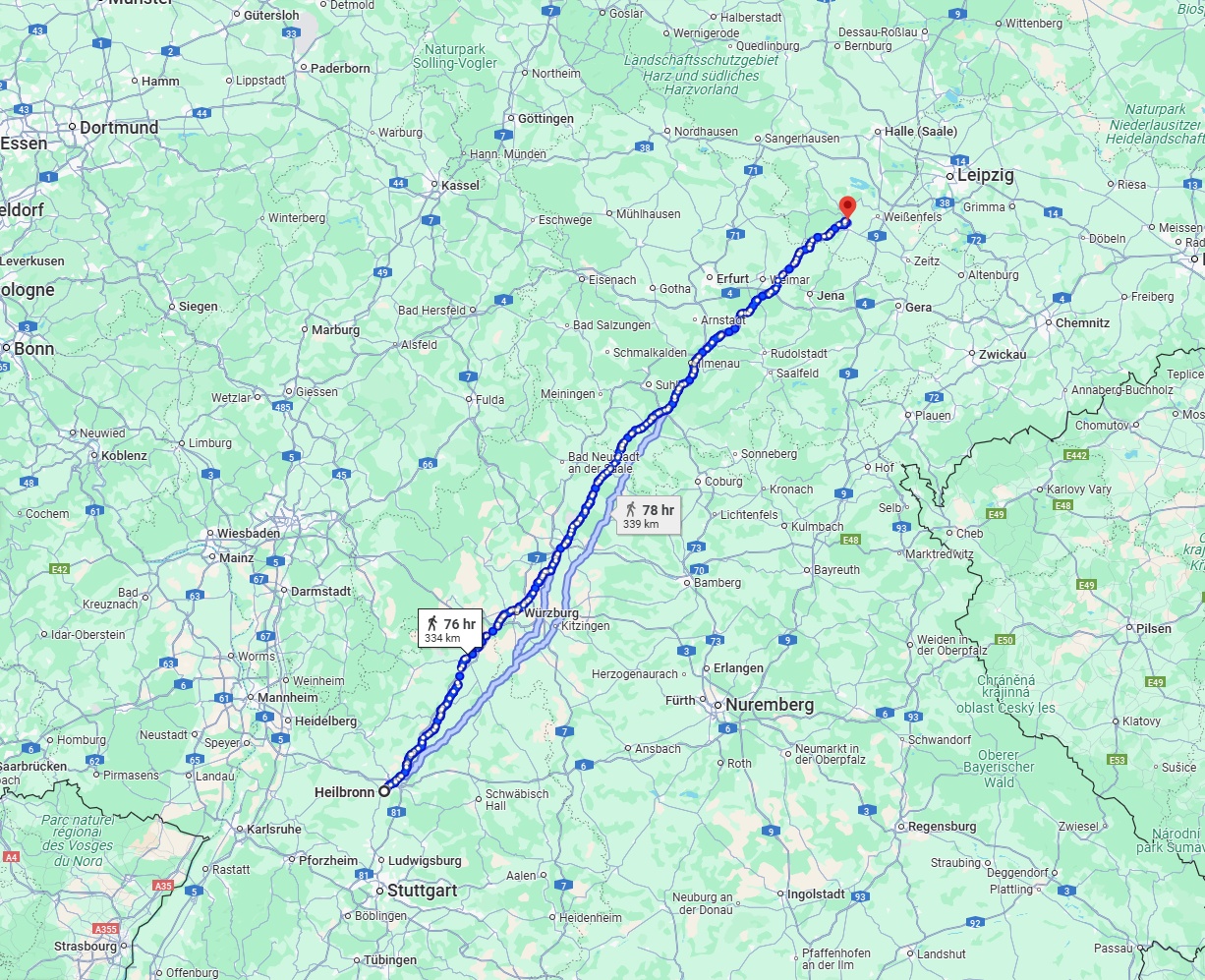 Anreise von Heilbronn Zu Saale Über 
