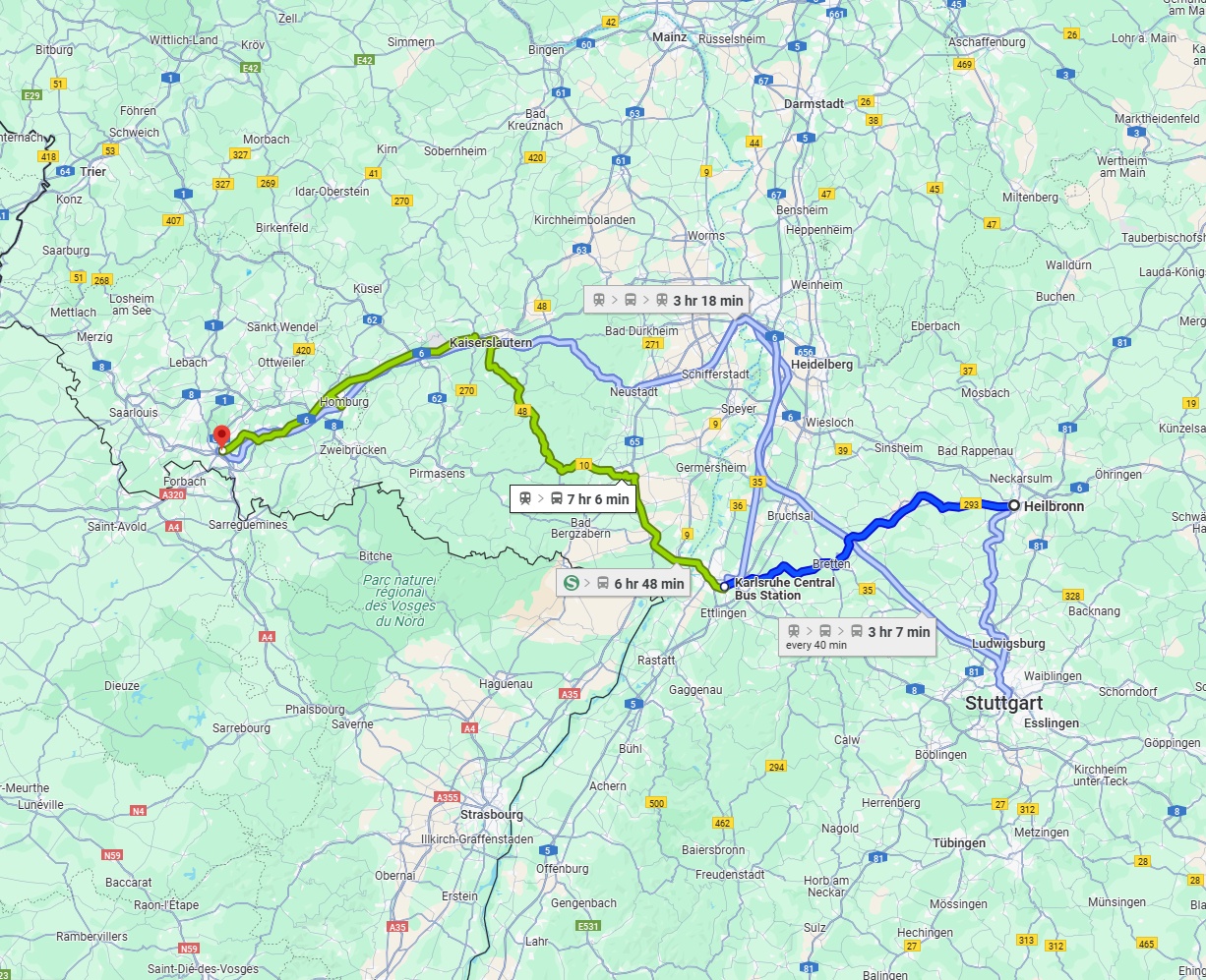 Anreise von Heilbronn Zu Saarbrücken Über 