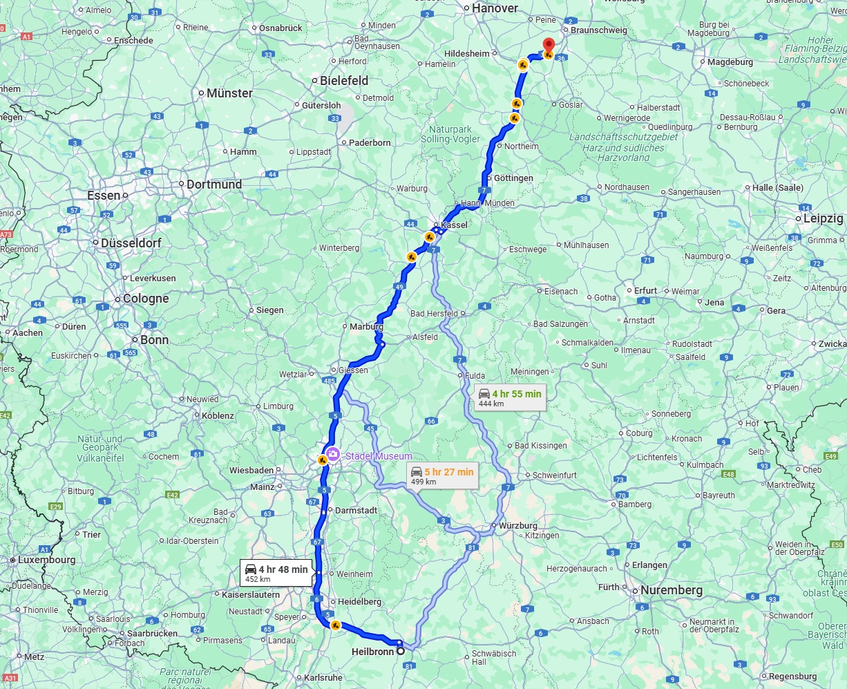 Anreise von Heilbronn Zu Salzgitter Über via A7