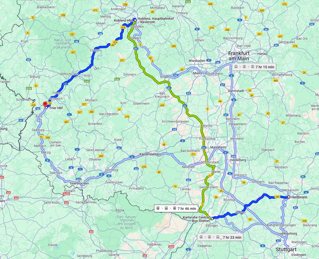 Anreise von Heilbronn Zu Trier Über 