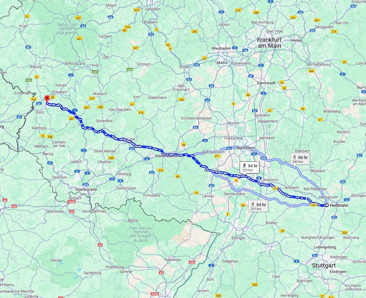Anreise von Heilbronn Zu Trier Über 