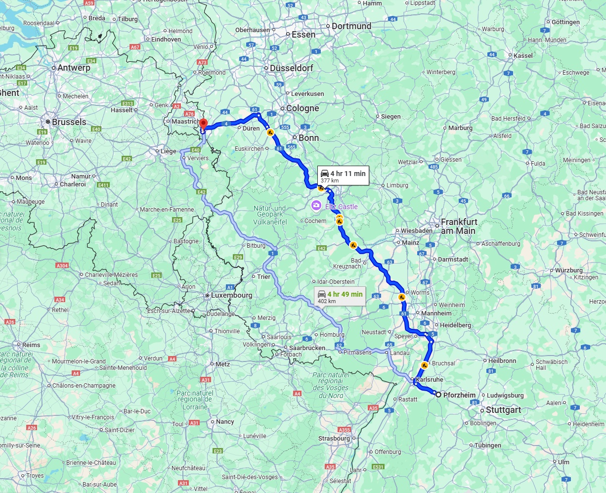 Anreise von Pforzheim Zu Aachen Über via A61