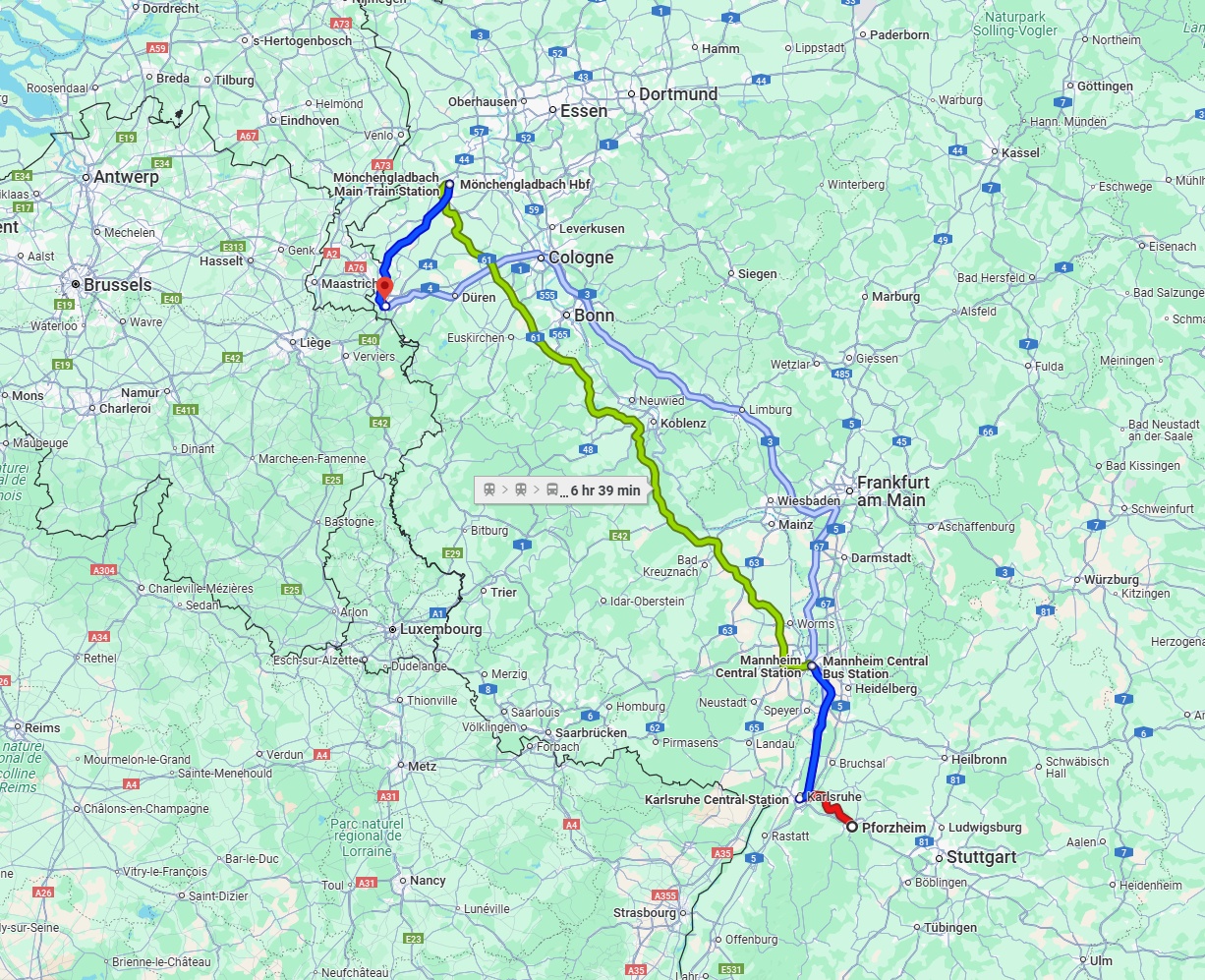 Anreise von Pforzheim Zu Aachen Über 
