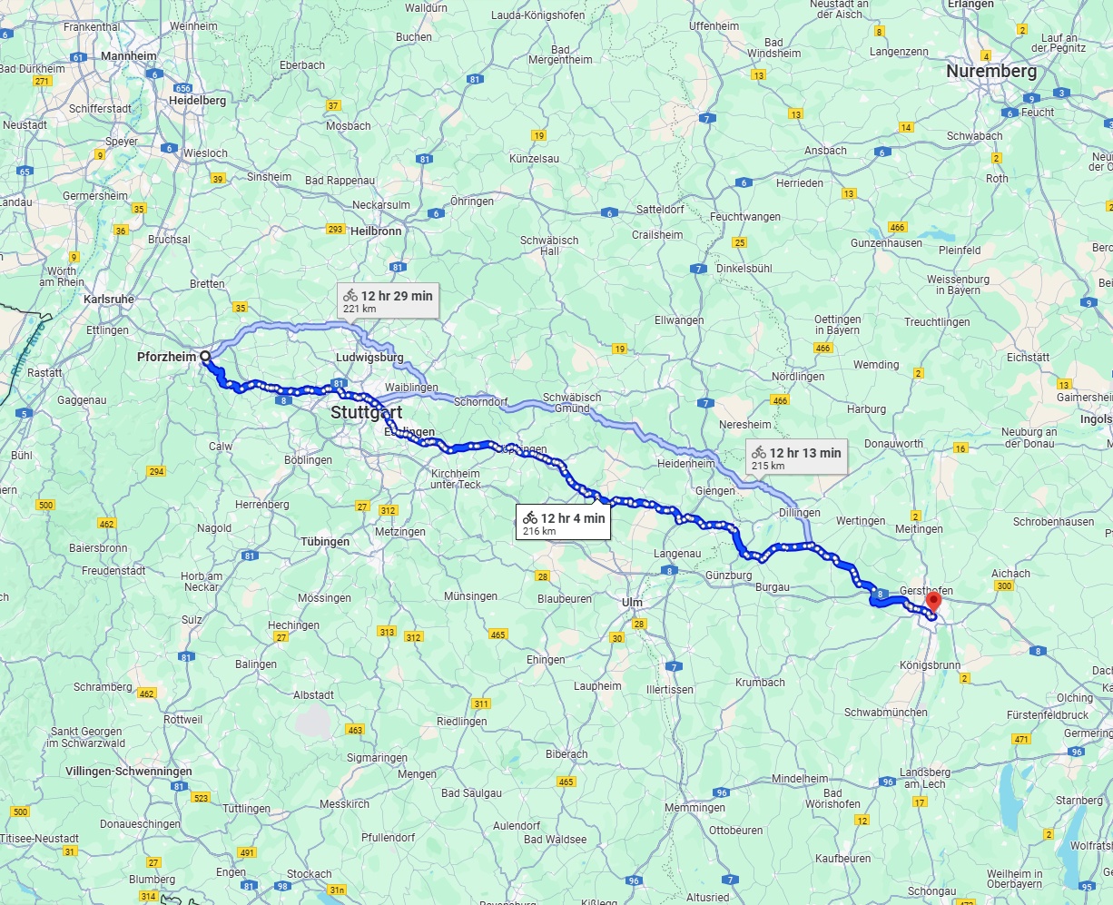 Anreise von Pforzheim Zu Augsburg Über 