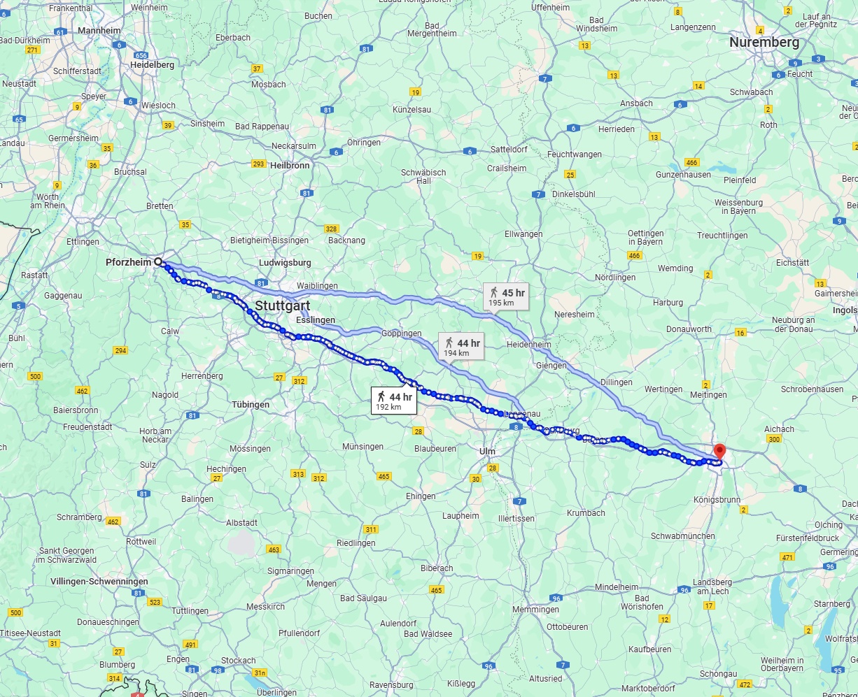 Anreise von Pforzheim Zu Augsburg Über 