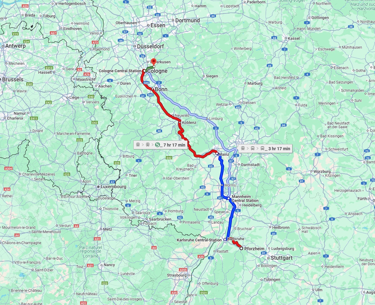 Anreise von Pforzheim Zu Bergisch Gladbach Über 