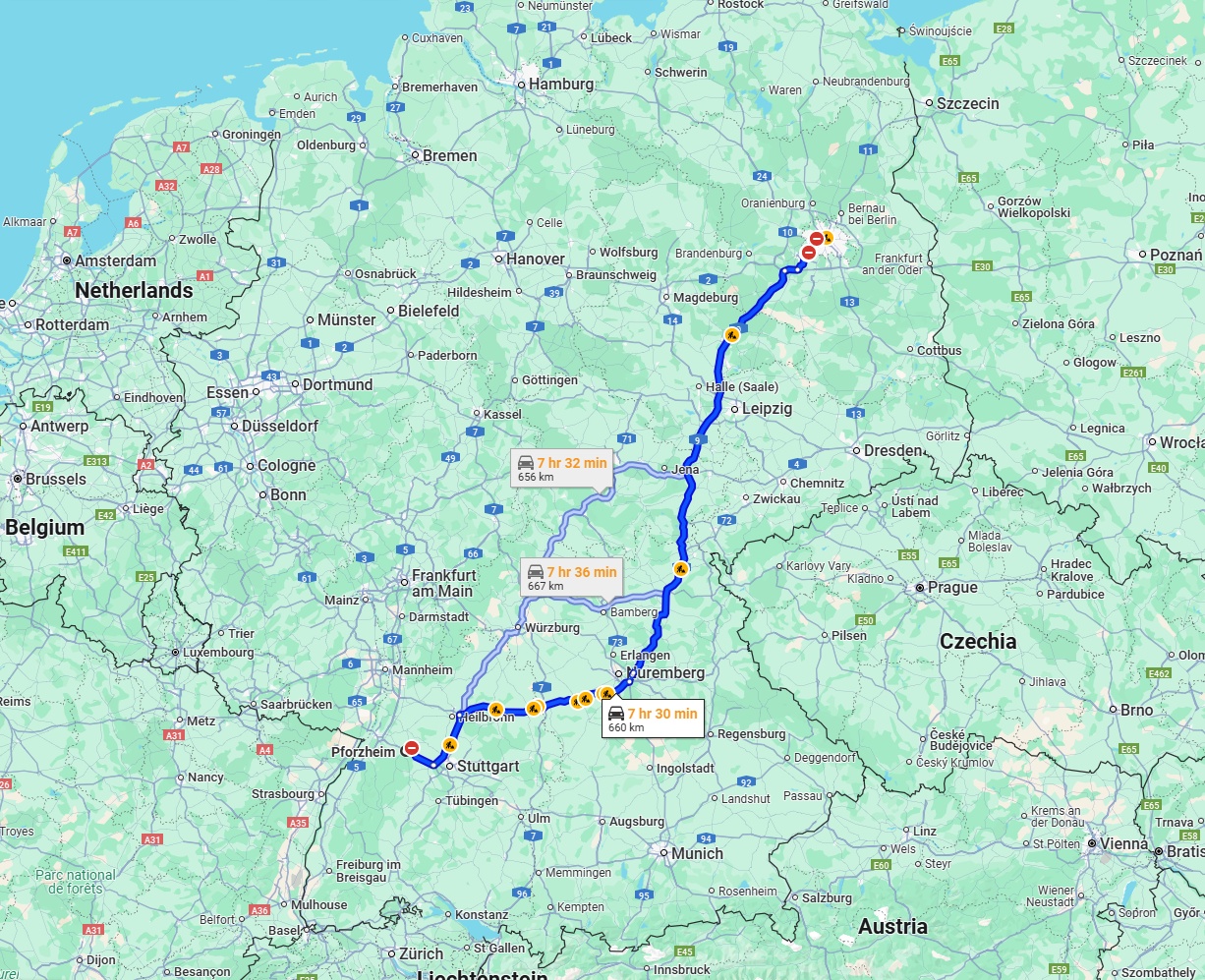 Anreise von Pforzheim Zu Berlin Über via A9