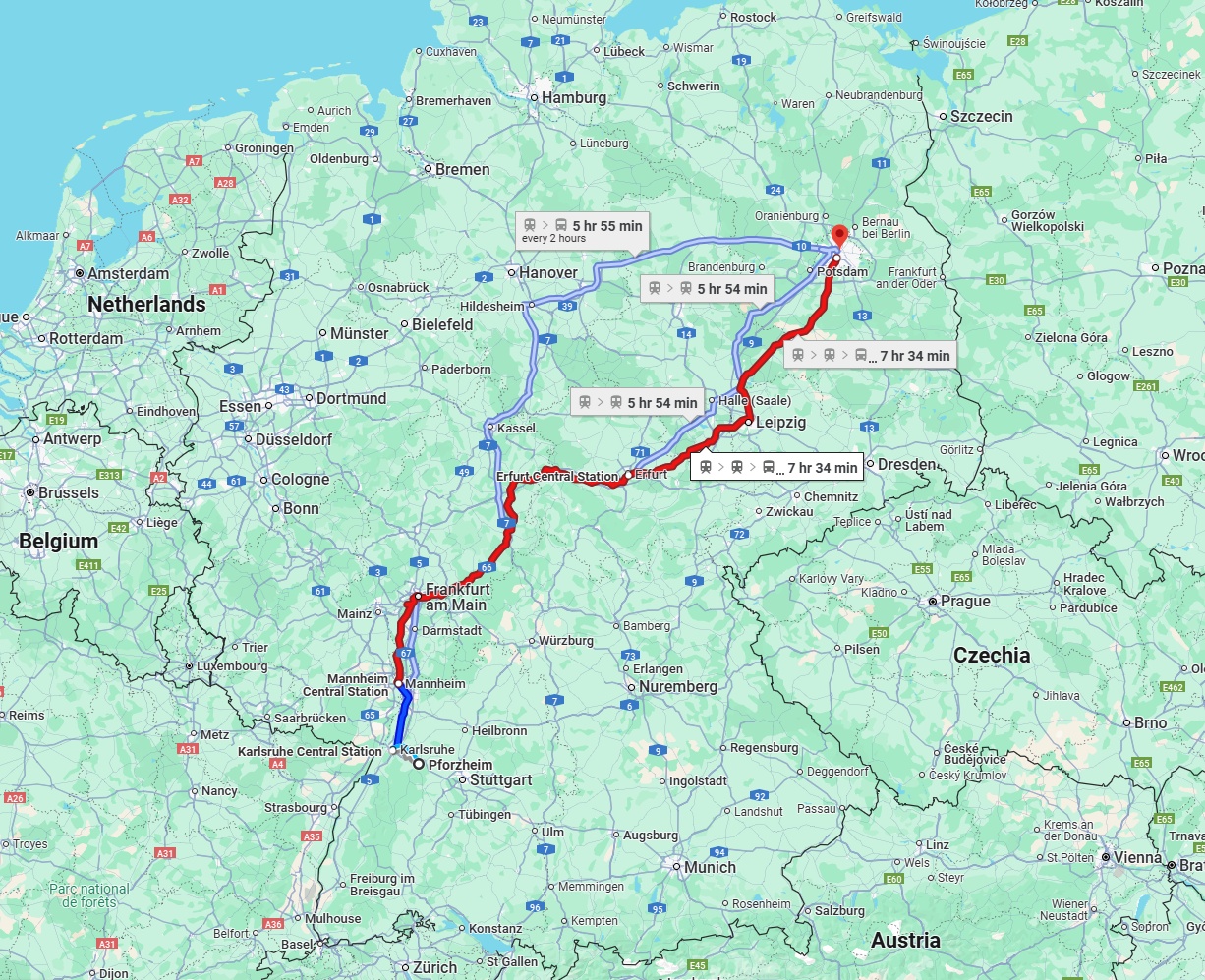 Anreise von Pforzheim Zu Berlin Über 