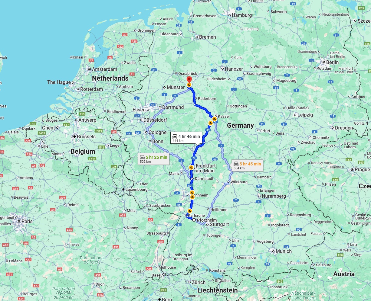 Anreise von Pforzheim Zu Bielefeld Über via A5