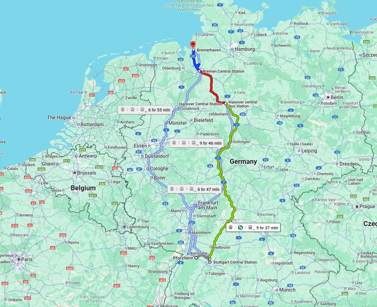 Anreise von Pforzheim Zu Bremerhaven Über 