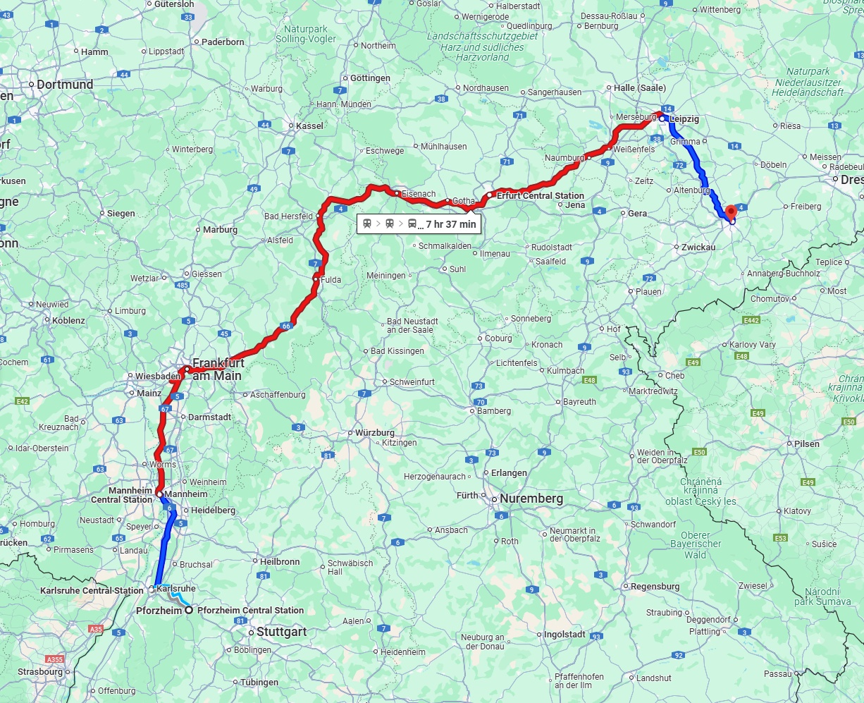 Anreise von Pforzheim Zu Chemnitz Über 