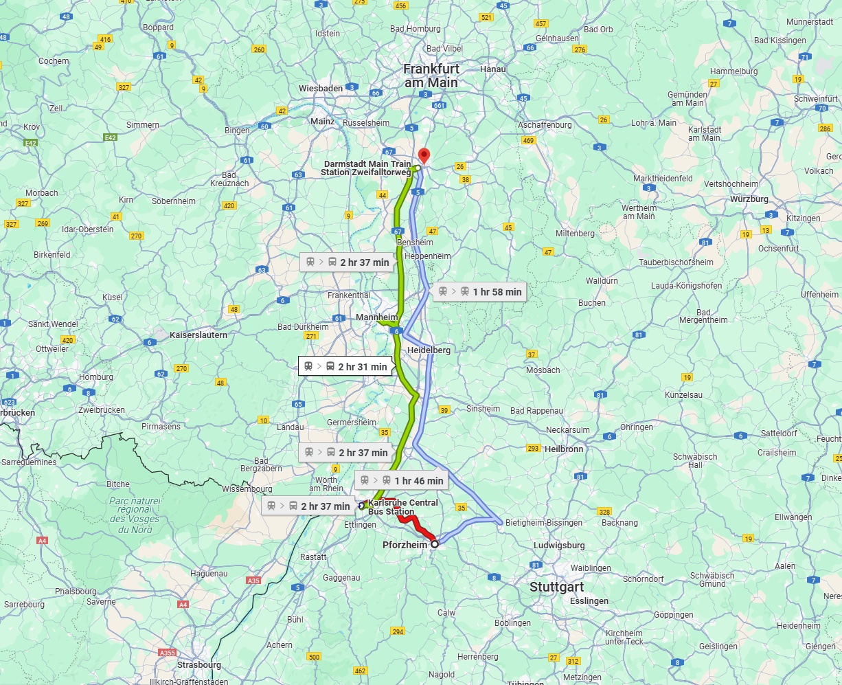 Anreise von Pforzheim Zu Darmstadt Über 