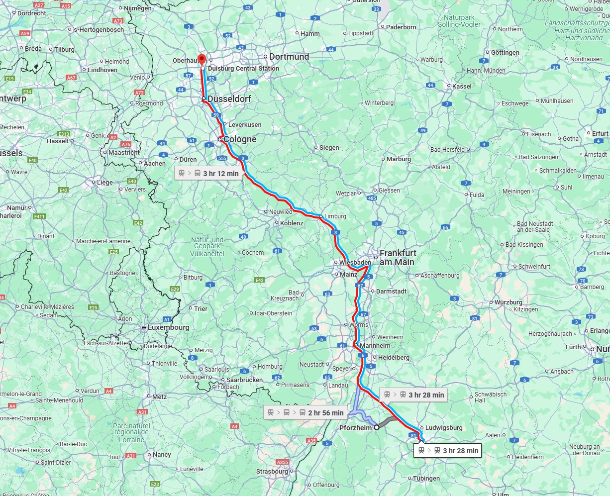 Anreise von Pforzheim Zu Duisburg Über 