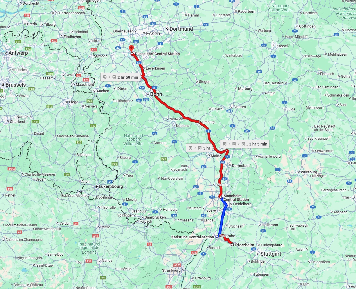 Anreise von Pforzheim Zu Düsseldorf Über 