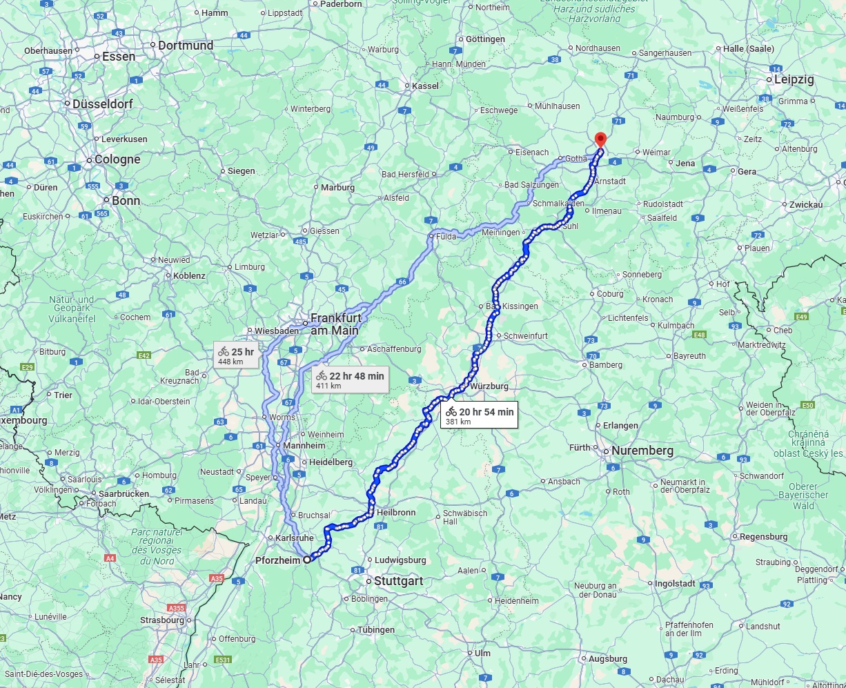 Anreise von Pforzheim Zu Erfurt Über 
