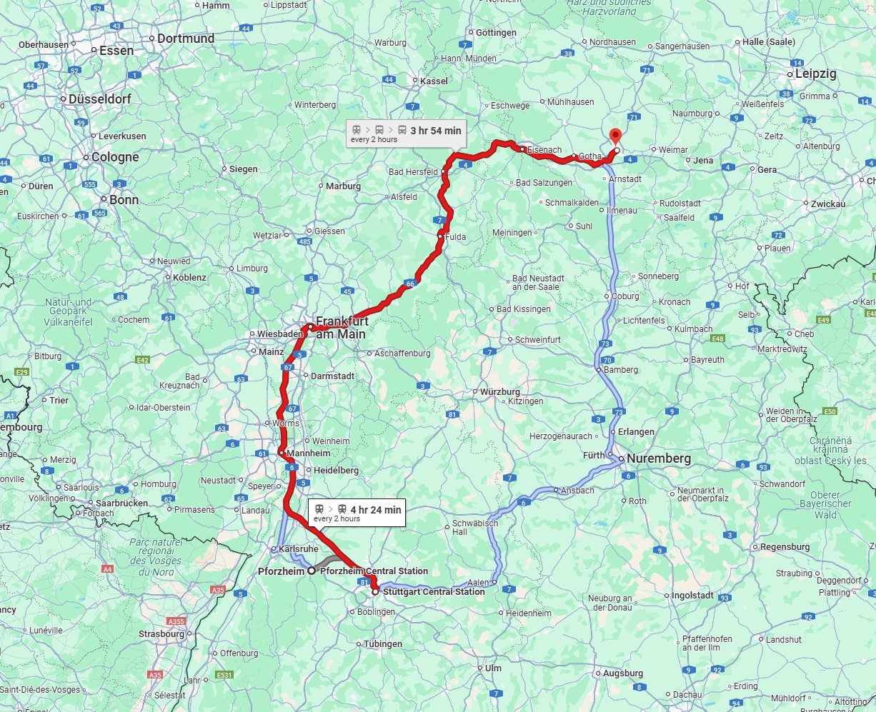 Anreise von Pforzheim Zu Erfurt Über 