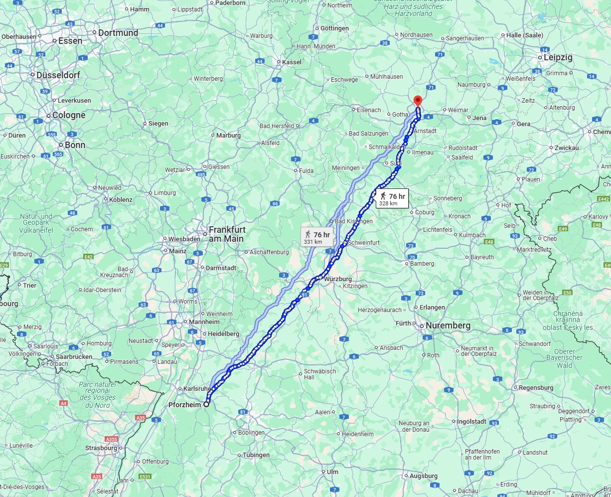 Anreise von Pforzheim Zu Erfurt Über 
