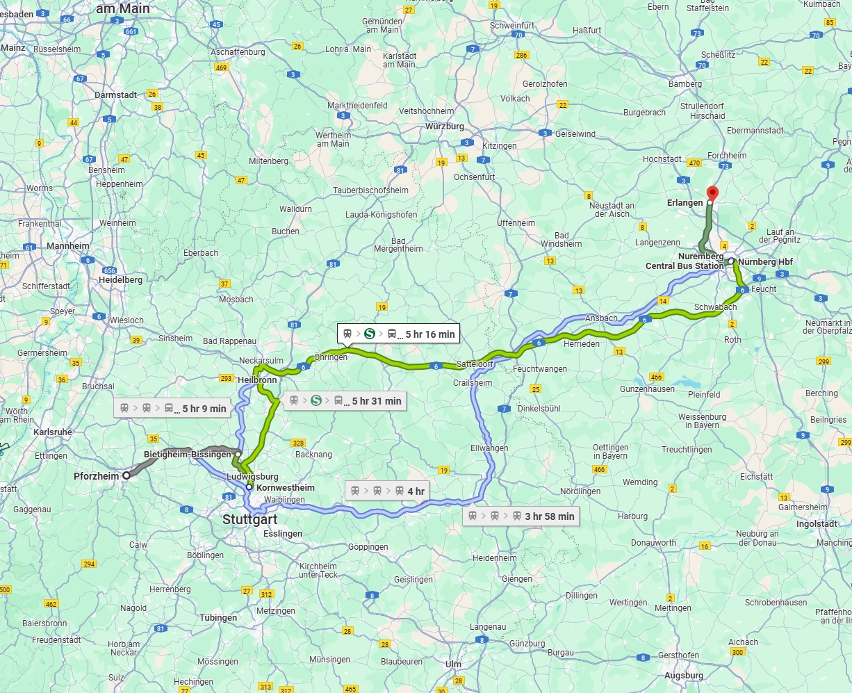 Anreise von Pforzheim Zu Erlangen Über 