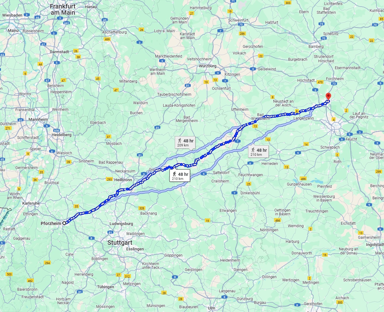 Anreise von Pforzheim Zu Erlangen Über 