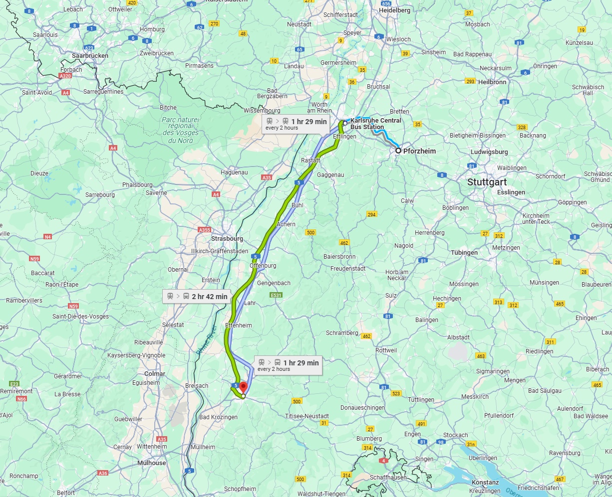 Anreise von Pforzheim Zu Freiburg im Breisgau Über 
