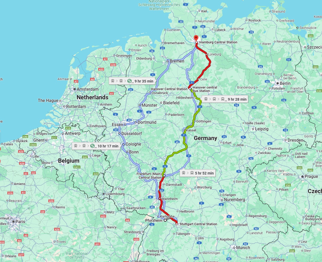 Anreise von Pforzheim Zu Hamburg Über 