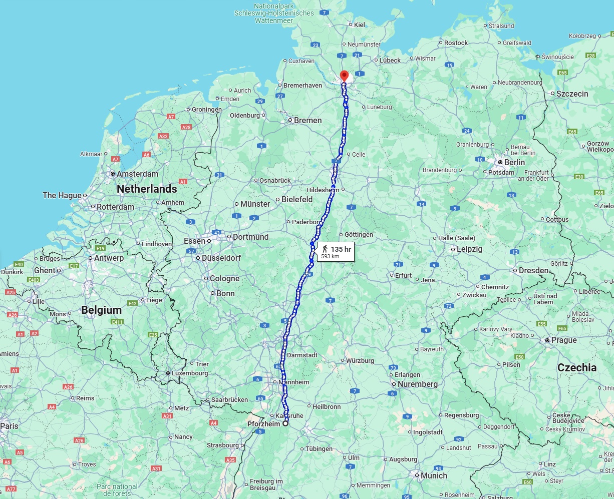 Anreise von Pforzheim Zu Hamburg Über 