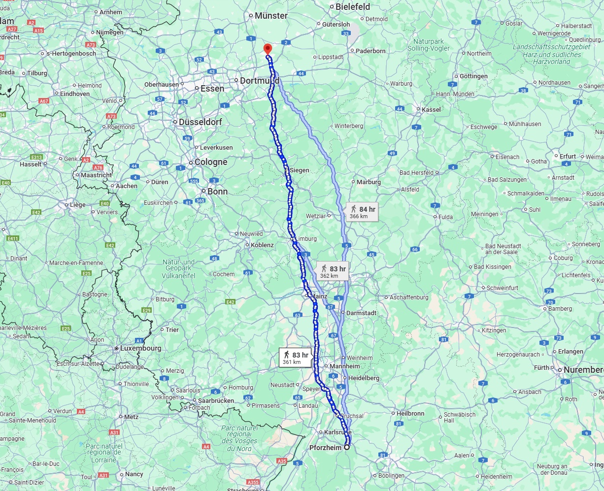 Anreise von Pforzheim Zu Hamm Über 