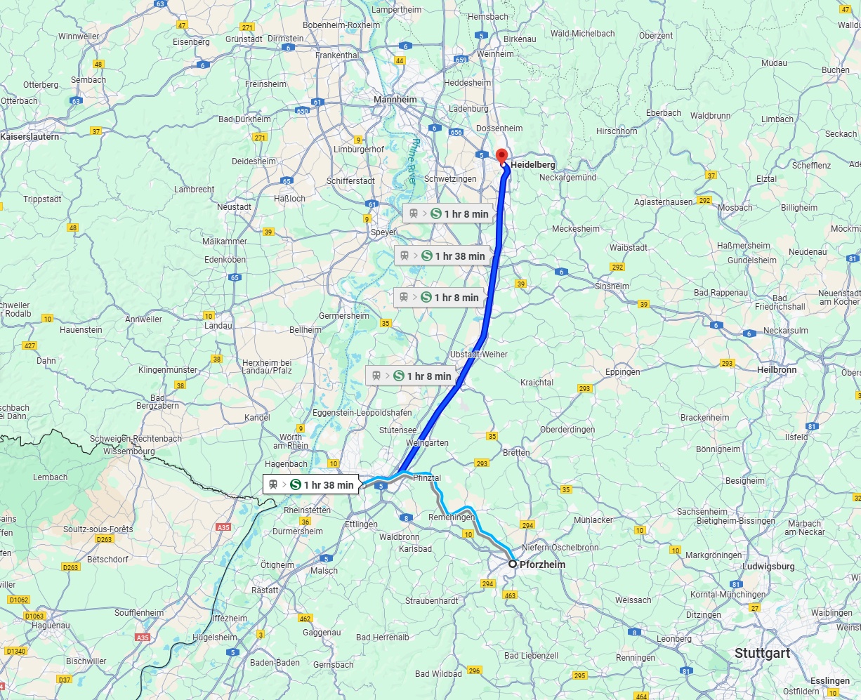 Anreise von Pforzheim Zu Heidelberg Über 