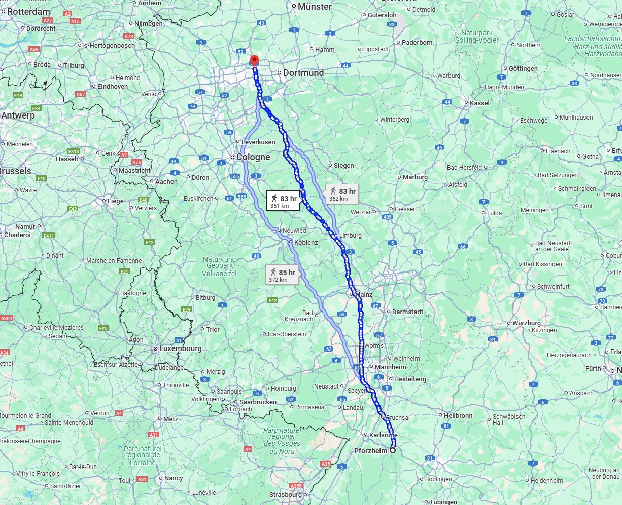 Anreise von Pforzheim Zu Herne Über 