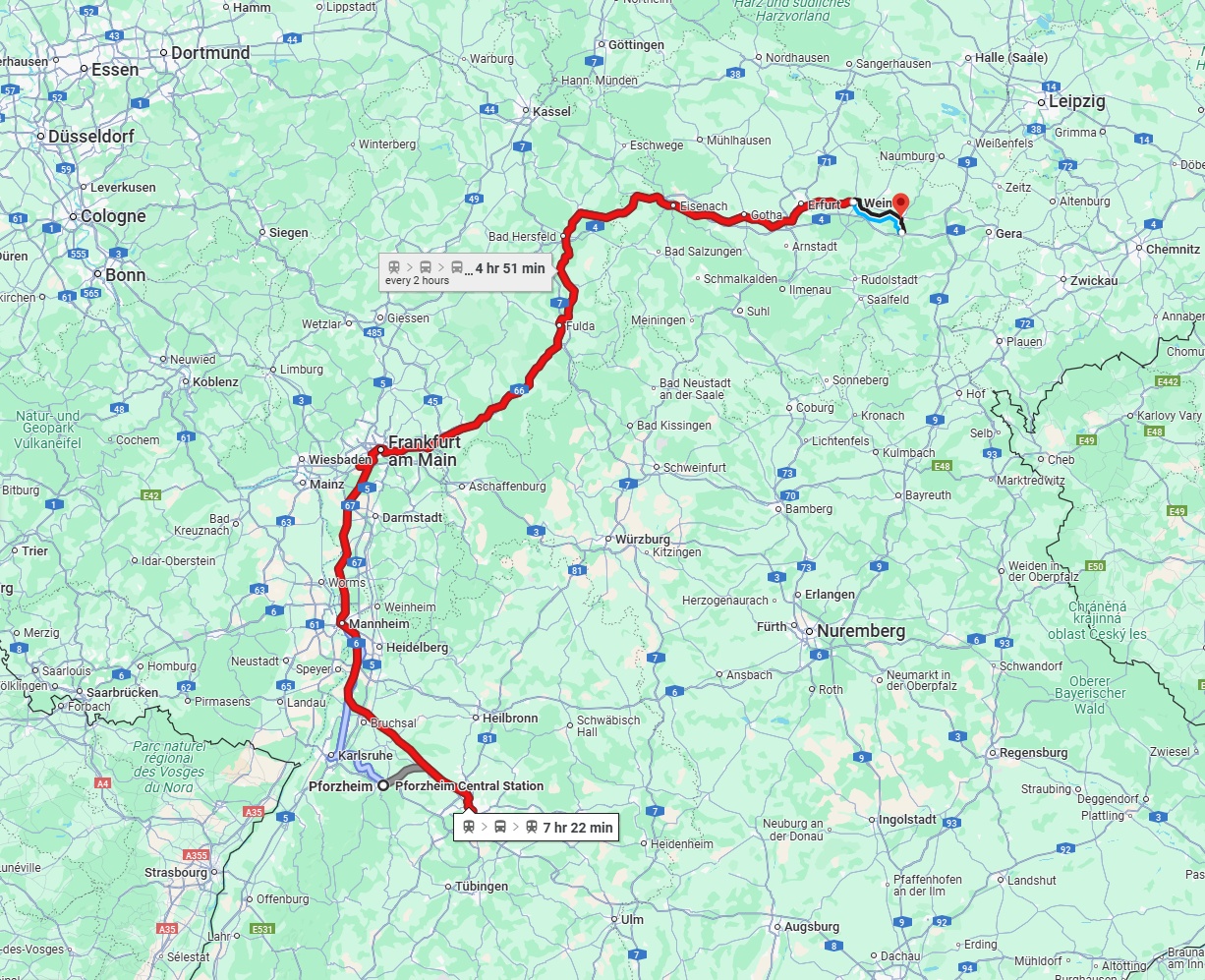 Anreise von Pforzheim Zu Jena Über 