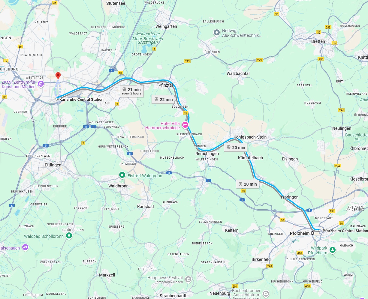 Anreise von Pforzheim Zu Karlsruhe Über 