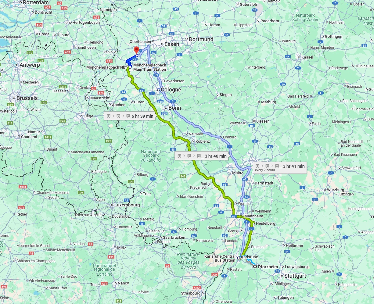 Anreise von Pforzheim Zu Krefeld Über 