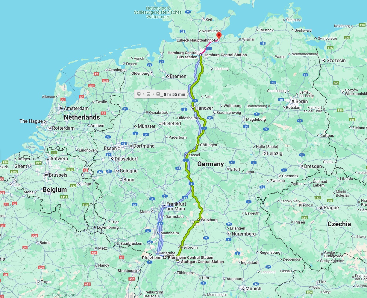 Anreise von Pforzheim Zu Lübeck Über 