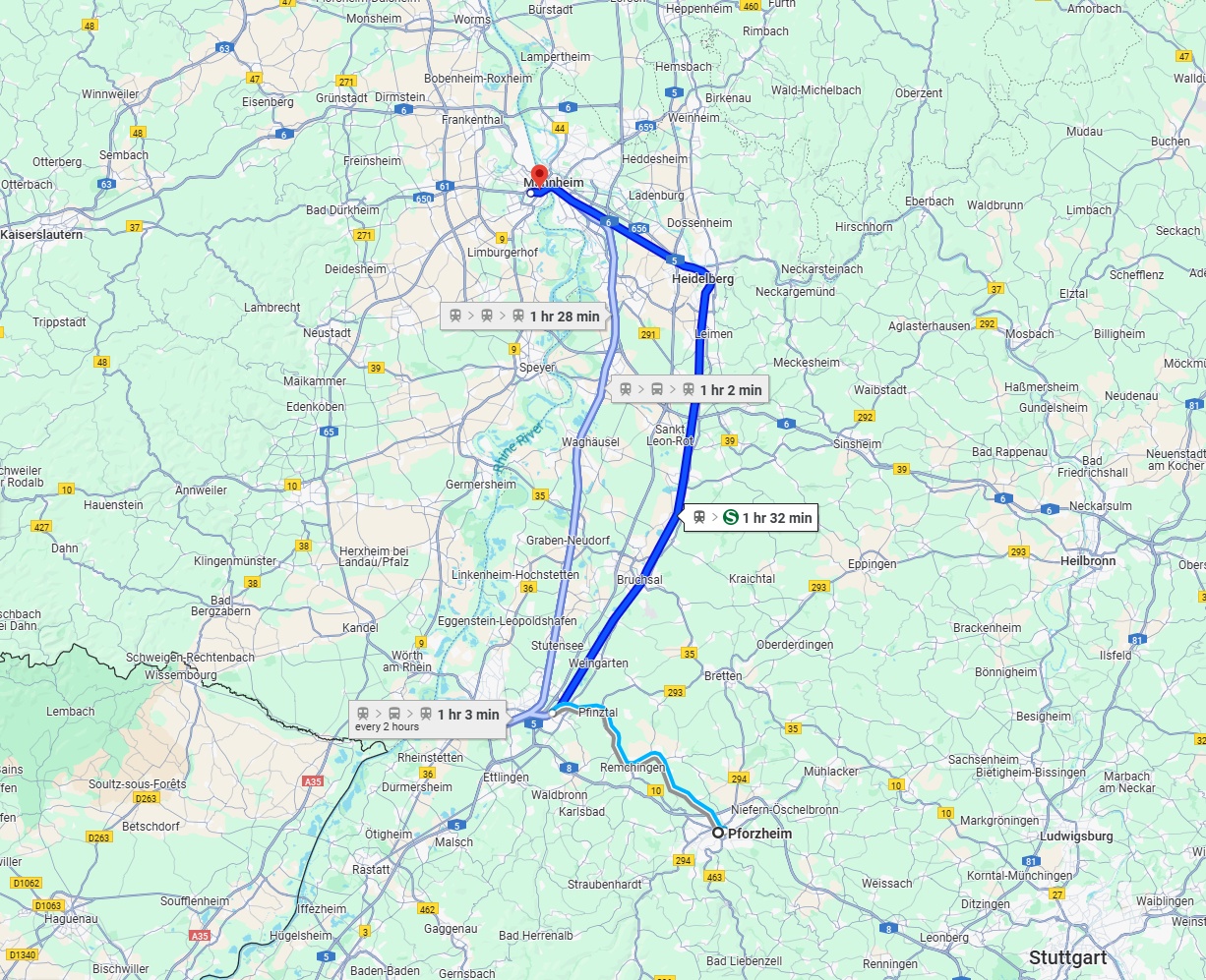 Anreise von Pforzheim Zu Ludwigshafen am Rhein Über 