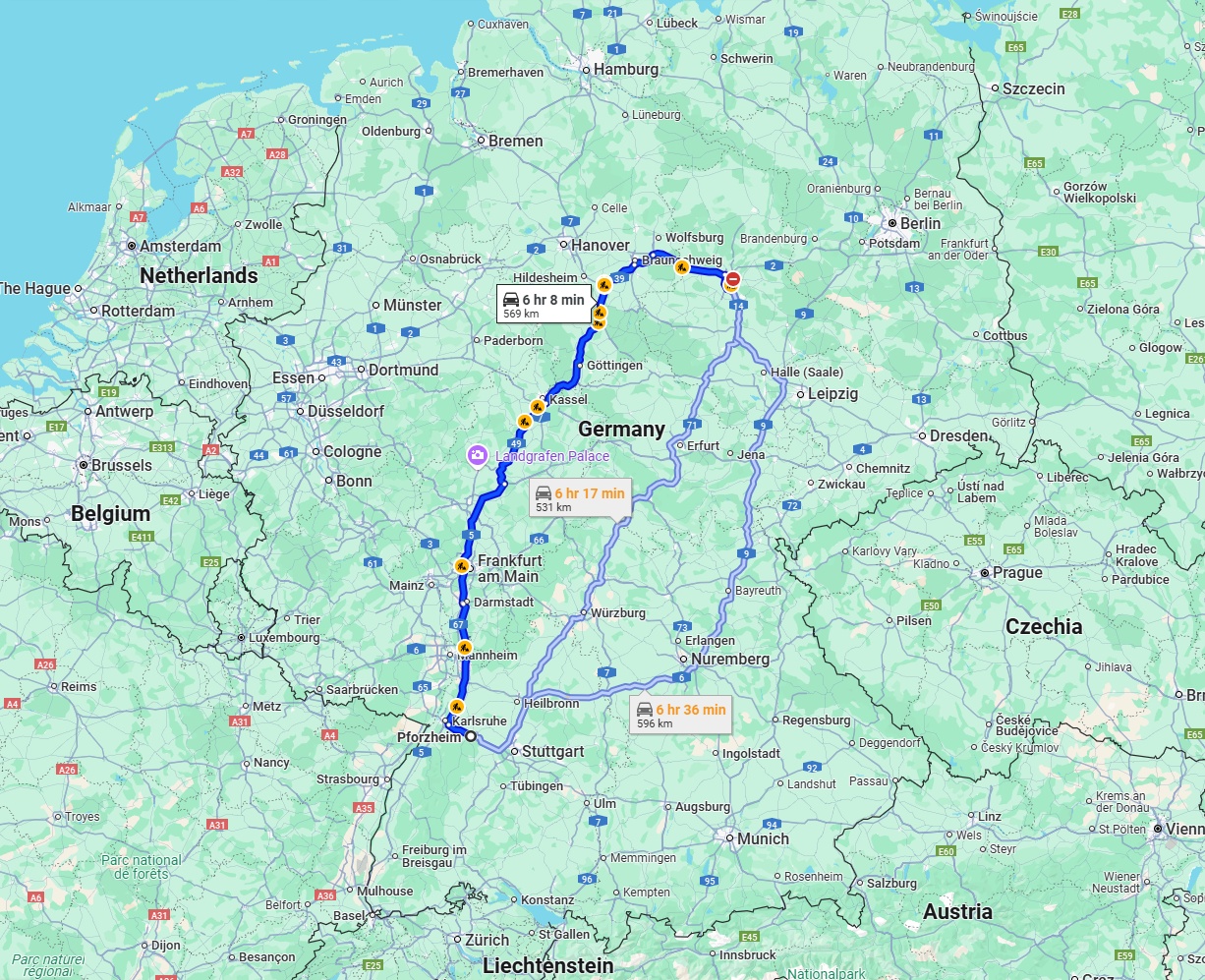 Anreise von Pforzheim Zu Magdeburg Über via A5