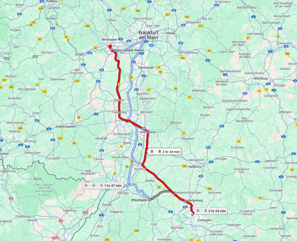 Anreise von Pforzheim Zu Mainz Über 