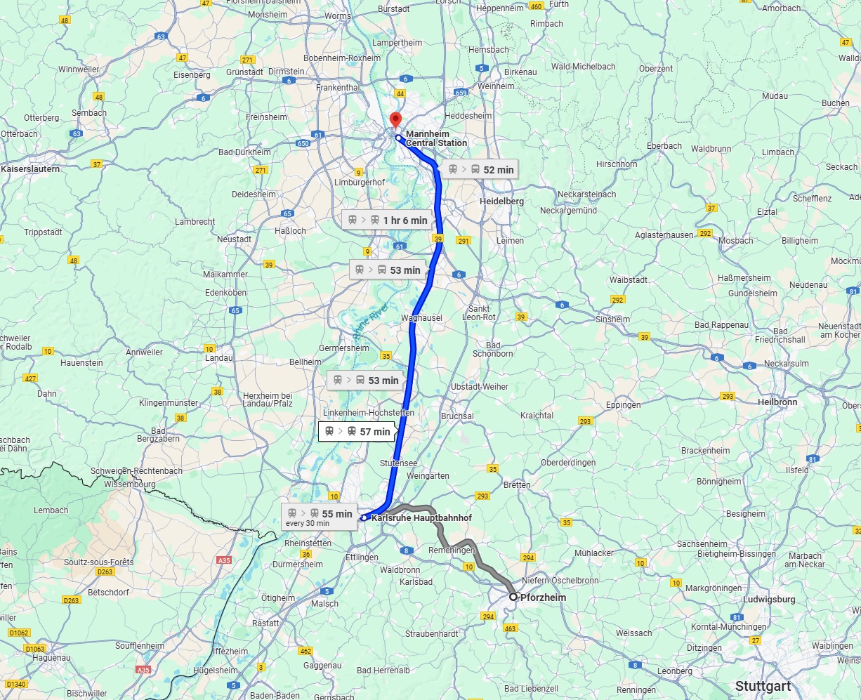 Anreise von Pforzheim Zu Mannheim Über 