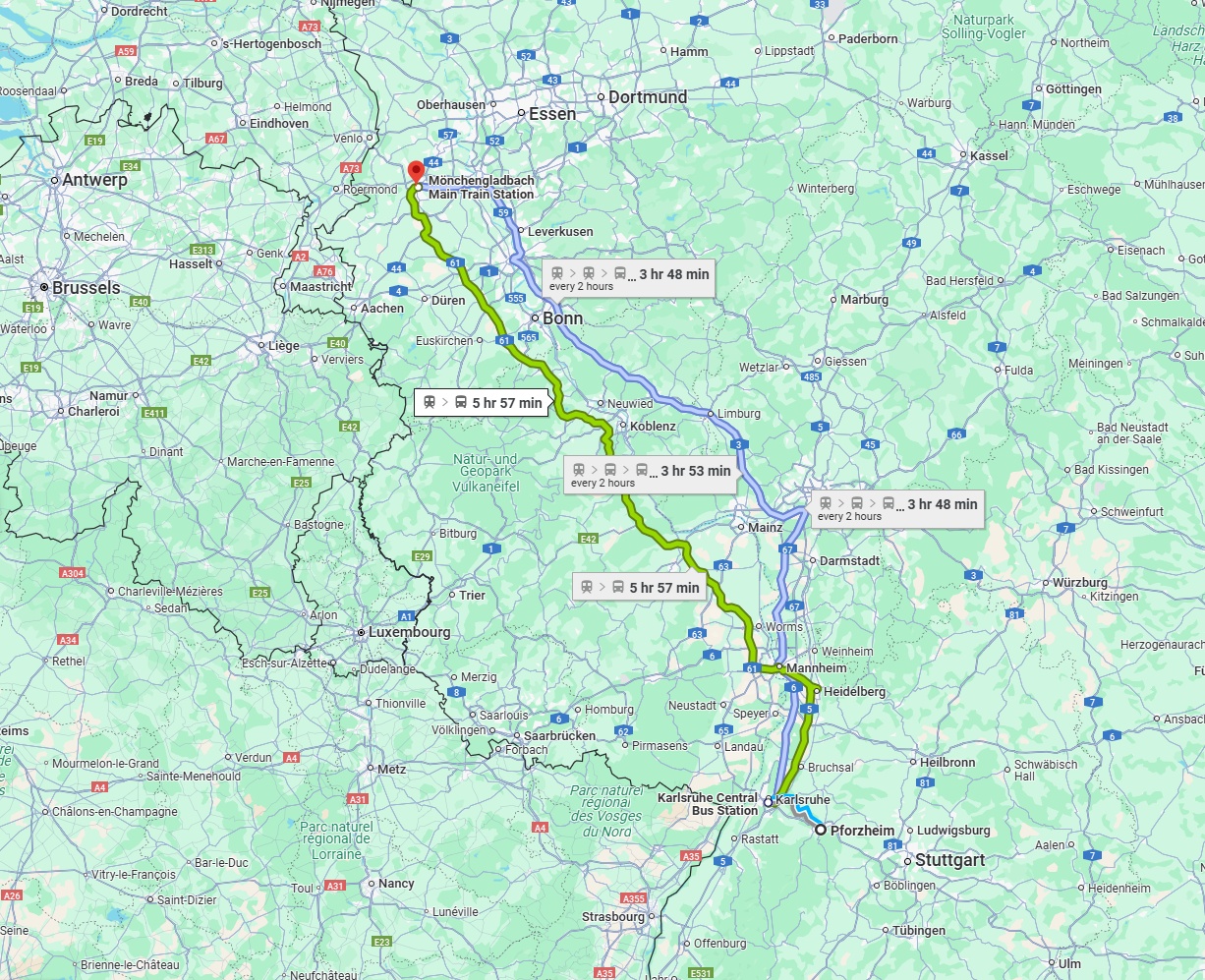 Anreise von Pforzheim Zu Mönchengladbach Über 
