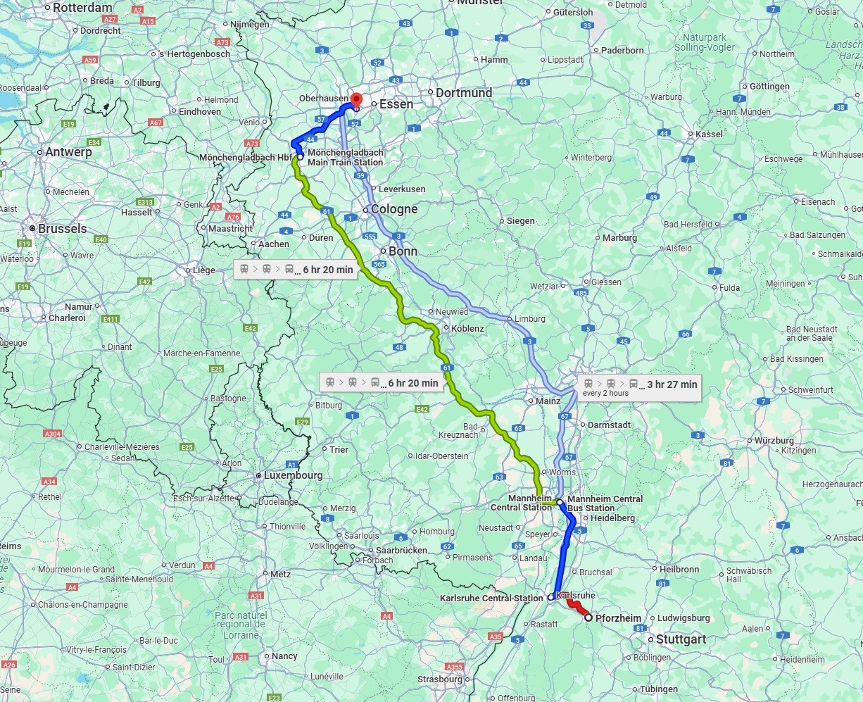 Anreise von Pforzheim Zu Mülheim an der Ruhr Über 