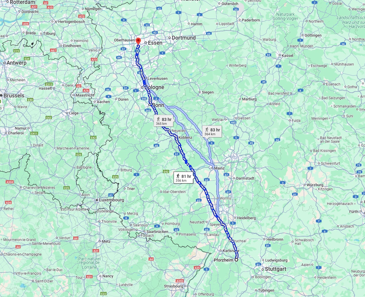 Anreise von Pforzheim Zu Mülheim an der Ruhr Über 