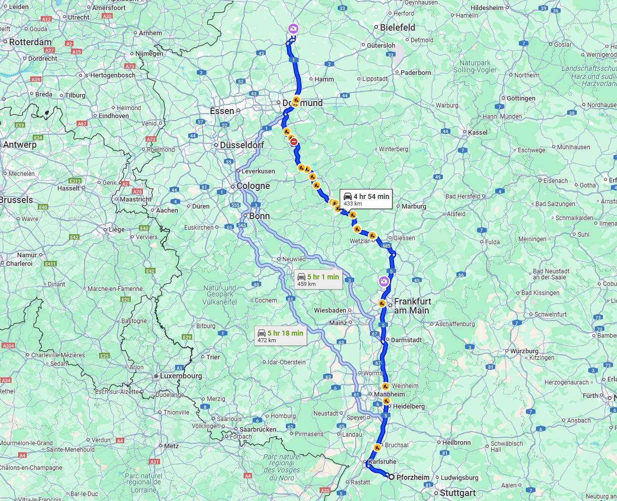 Anreise von Pforzheim Zu Münster Über via A5 and A45